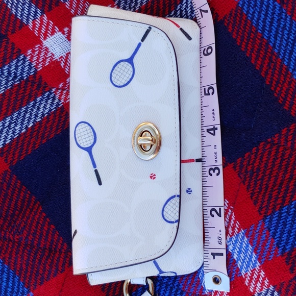 COACH Racquet Eyeglass Case with Bag Clip in Signature Coated Canvas, White - Picture 15 of 16